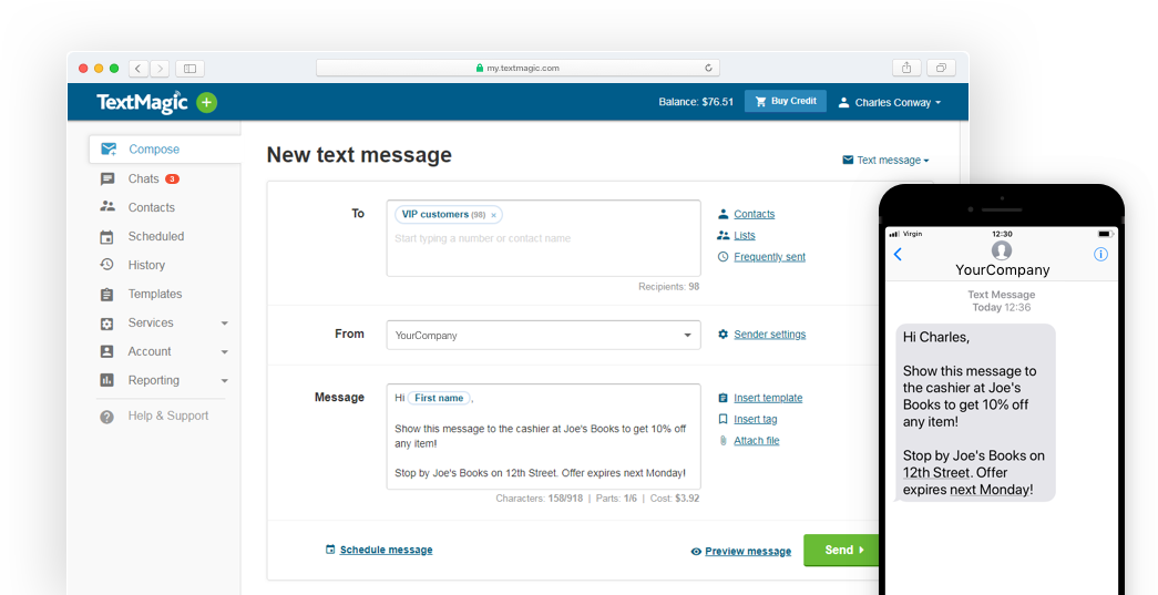 Pc text messaging software