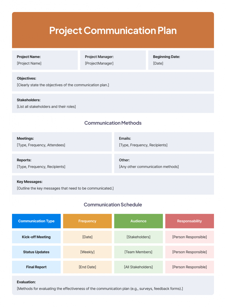 Project Communication Plan template