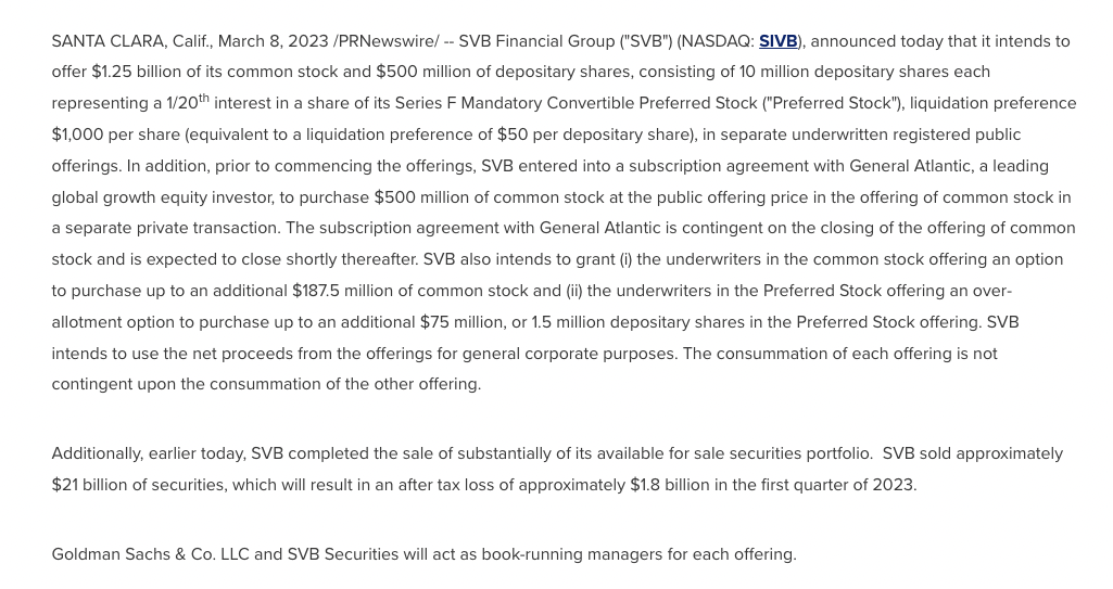 SVB communication breakdown - press release