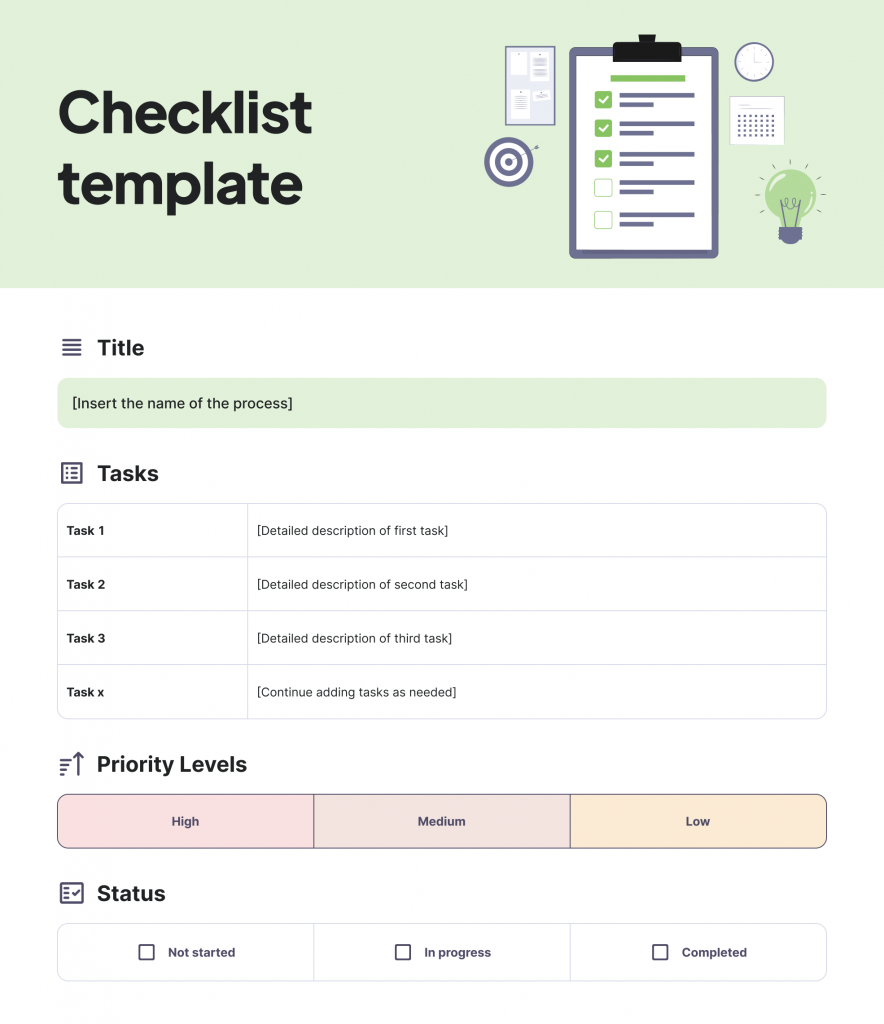 Checklist process documentation template