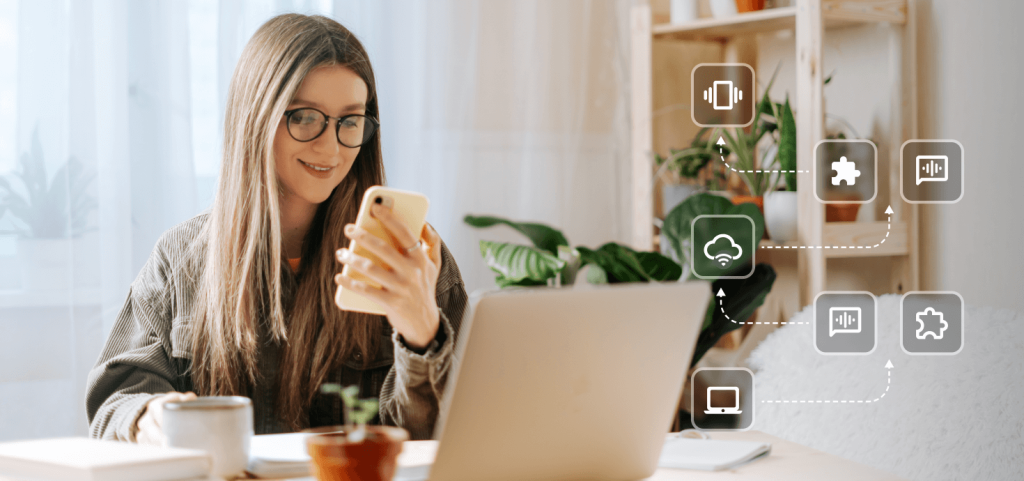 Cover image depicting a woman using a VoIP number